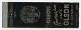 Jack Olson for Lt. Governor, Wisconsin Matchbook Cover