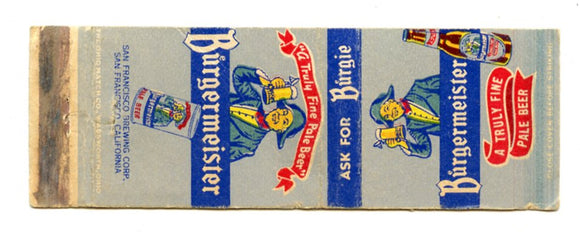 Burgermeister Beer Matchbook Cover
