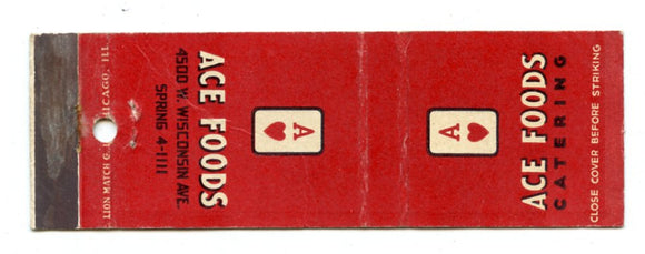 Ace Foods, Milwaukee, WI Matchbook Cover