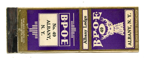 B. P. O. E. No. 49, Albany, NY Matchbook Cover