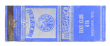 B. P. O. E. Elks Club 676, Menasha, WI Matchbook Cover