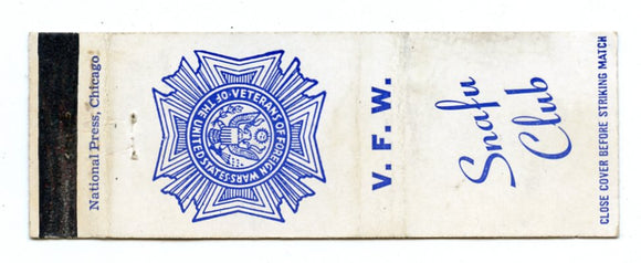 V. F. W. Post 8741, Snafu Club, Libertyville, IL Matchbook Cover