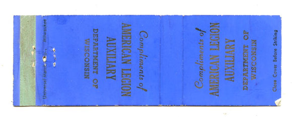 American Legion Auxiliary, Department of Wisconsin Matchbook Cover