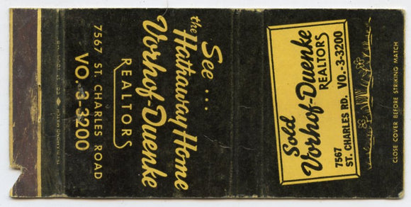Vorhof-Duenke Realtors, St. Louis, MO Matchbook Cover