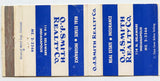 O. J. Smith Realty Co., Indianapolis, IN Matchbook Cover