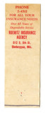 Roenitz Insurance Agency, Sheboygan, WI Matchbook Cover