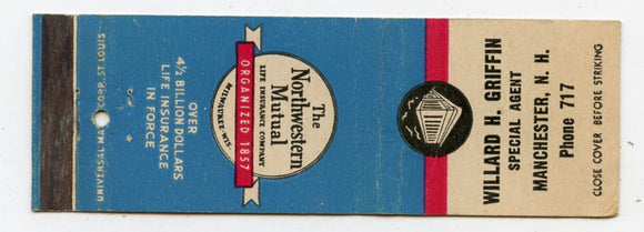 William H. Griffin, Special Agent, Northwestern Mutual, Manchester, NH Matchbook Cover