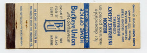 Beldon Insurance Agency, Buckeye Union Insurance, Seymour, IN Matchbook Cover