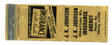 J. K. Johnson Insurance Agency, Elkhart Lake, WI Matchbook Cover