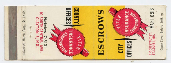 Title Insurance Corporation, Clayton, MO Matchbook Cover