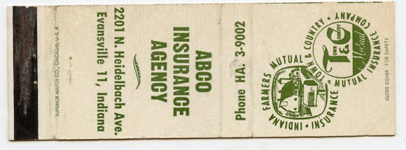 ABCO Insurance Agency, Evansville, IN Matchbook Cover