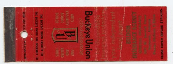 Beldon Insurance Agency, Seymour, IN Matchbook Cover