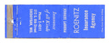 Roenitz Insurance Agency, Sheboygan, WI Matchbook Cover