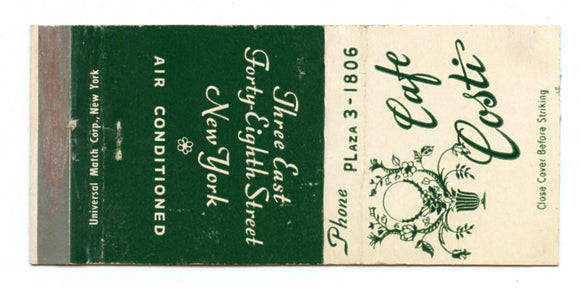 Cafe Costi, New York City, NY [Matchbook Cover]