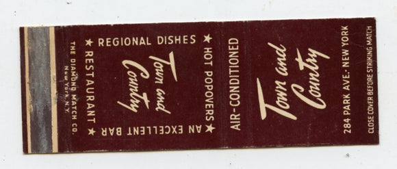 Town and Country Restaurant, New York City, NY [Matchbook Cover]