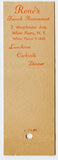 Rene's French Restaurant, White Plains, NY [Matchbook Cover]