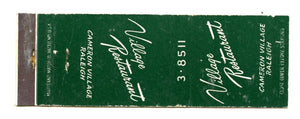 Village Restaurant, Cameron Village, Raleigh, NC [Matchbook Cover]