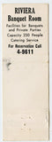 Riviera Lounge and Restaurant, Grand Forks, ND [Matchbook Cover]