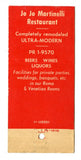 Jo Jo Martinelli Restaurant, Cincinnati, OH [Matchbook Cover]