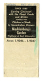 Mecklenburg's Garden, Cincinnati, OH [Matchbook Cover]