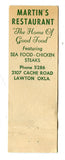 Martin's Restaurant, Lawton, OK [Matchbook Cover]