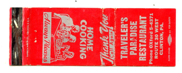 Traveler's Paradise Restaurant, Clinton, PA [Matchbook Cover]