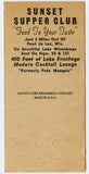 Sunset Supper Club, Fond du Lac, WI [Matchbook Cover]