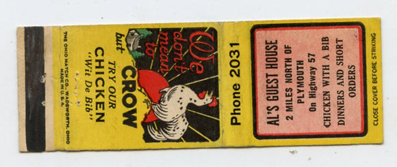 Al's Guest House, Plymouth, WI [Matchbook Cover]