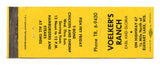 Voelker's Ranch Restaurant, Plymouth, WI [Matchbook Cover]
