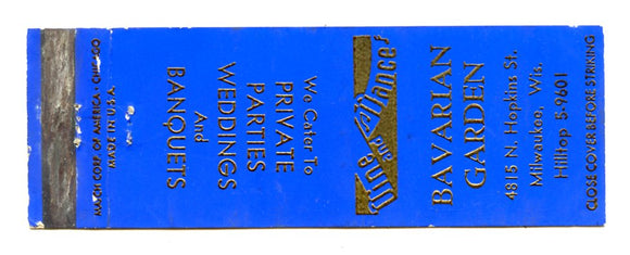 Bavarian Garden Restaurant, Milwaukee, WI [Matchbook Cover]