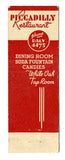 Piccadilly Cocktail Bar, Milwaukee, WI [Matchbook Cover]