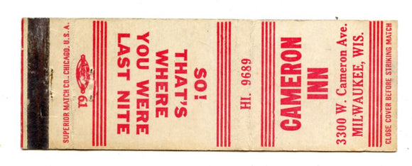 Cameron Inn, Milwaukee, WI [Matchbook Cover]