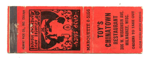 Toy's Chinatown Restaurant, Milwaukee, WI [Matchbook Cover]