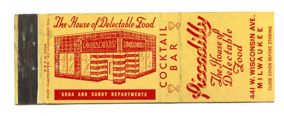 Piccadilly Restaurant, Milwaukee, WI [Matchbook Cover]