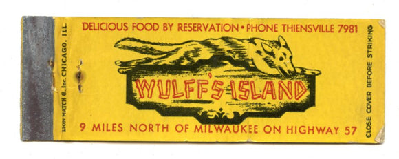 Wulff's Island, Thiensville, WI [Matchbook Cover]