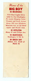 Marc's Big Boy, Appleton, Manitowoc, Milwaukee, Green Bay, WI [Matchbook Cover]