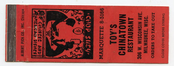 Toy's Chinatown Restaurant, Milwaukee, WI [Matchbook Cover]
