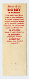 Marc's Big Boy, Appleton, Manitowoc, Milwaukee, Green Bay, WI [Matchbook Cover]