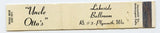 Uncle Otto's Lakeside Ballroom, Plymouth, WI [Matchbook Cover]