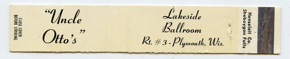 Uncle Otto's Lakeside Ballroom, Plymouth, WI [Matchbook Cover]