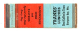 Franks' Lunches, Sturgeon Bay, WI [Matchbook Cover]