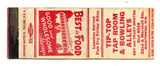 Tip-Top Tap Room & Bowling Alleys, Mnitowoc, WI [Matchbook Cover]