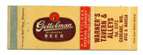 Warner's Tavern & Alleys/Gettelman Beer, Cascade, WI [Matchbook Cover]