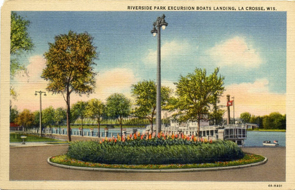 Riverside Park Excursion Boats Landing, La Crosse, WI [Postcard]
