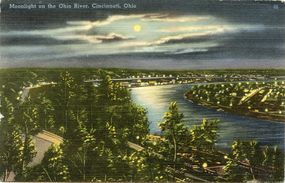 Moonlight on the Ohio River, Cincinnati, OH [Postcard]