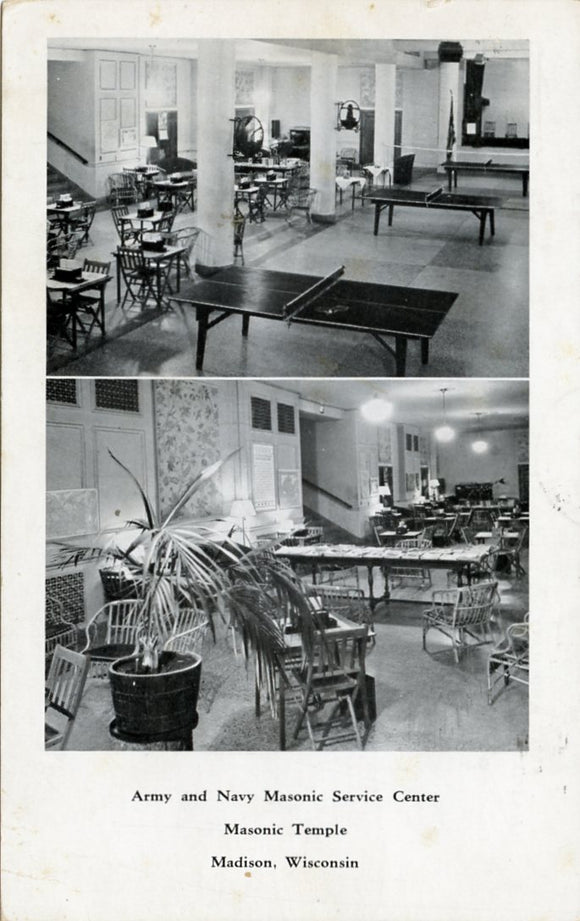 Army and Navy Masonic Service Center, Masonic Temple, Madison, WI [Postcard]