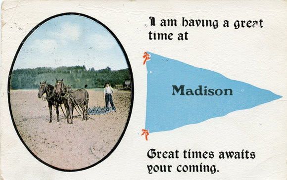 I Am Having a Great Time at Madison, Great Times Awaits Your Coming [Postcard]