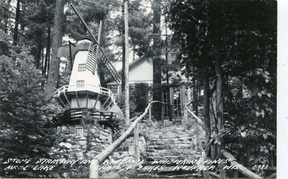 Stone Stairway, Whispering Pines, Marl Lake, Chain o' Lakes, Waupaca, WI [Postcard]