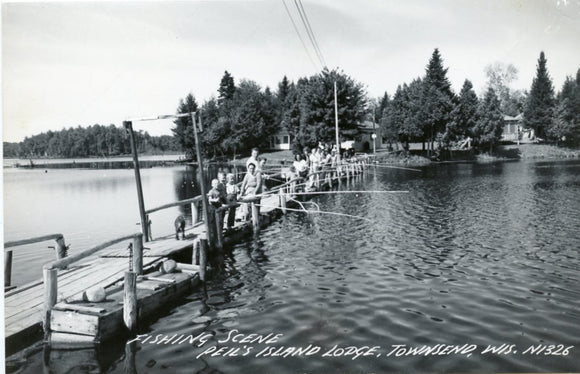 Fishing Scene, Peil's Island Lodge, Townsend, WI [Postcard]