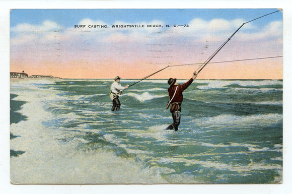 Surf Casting, Wrightsville Beach, NC [Postcard]